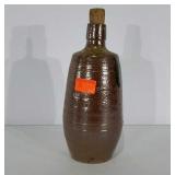 Stoneware bottle with cork, 9" tall