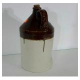 Stoneware jug with indentation, cork stopper, 12"