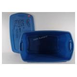 Empty tote with lid (lid does have writing on