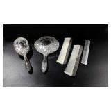 Silverplate brush, comb and mirror set, plus a