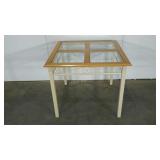 Glass paned table, 36 x 36, wood is loose in