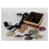Hair dryer (works) and barrettes, combs & bun