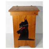 Hand crafted wooden trash can with Scottish