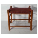 Stool with woven top, 14" x 17.5" x 18"