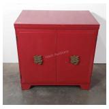 Painted cabinet with brass handles, 16.5" x 25" x