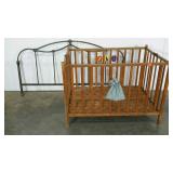 Vintage crib and a metal 60" footboard, could be