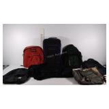 Bookbags (4), lunchbox (1), duffel bag (1), mini