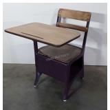 Metal and wooden school desk