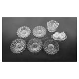 Fostoria Glass group with five 7" plates, cream &