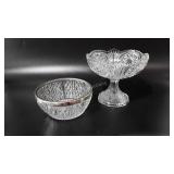 Glass, older pattern glass pedestal bowl and