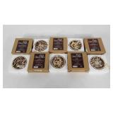 Five Enesco Flourish Christmas holiday ornaments,