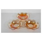 Herringbone and Iris glass bowls, two 9 1/2" and