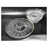 Glass, Wexford point 10" bowl and 14" gold paint