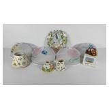 Springtime decor group, metal food covers, poly