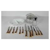 Kitchenwares,  Pyrex percolator,  Glasbake