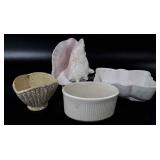 Planters and shell lamp base, condition as shown