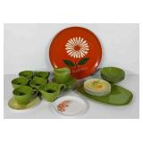 Retro dinnerware, melamine type dish set with