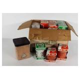 Oil filters of various sizes and brands, and