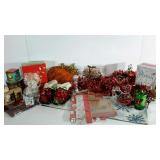 Holiday decor group, includes a table runner,