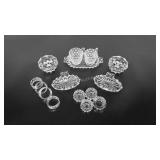 Fostoria Glass group including four napkin rings,