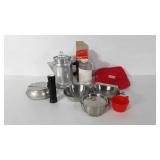 Camping supplies, includes mess kits, Coleman