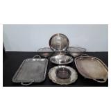 Silverplate serving pieces,  includes trays,