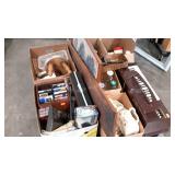 Skid lot: includes cassette tapes, vases, stool,