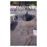 Tomato cage and a small plant stand