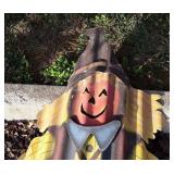 Galvanized yard decor pumpkin face scarecrow,
