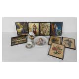 Vintage 4x5 framed pictures, flowers and