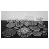Clear glass, platters, divided trays, sherbets,