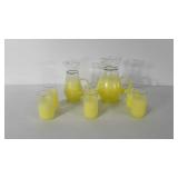 Glassware, West Virginia yellow frosted glass,