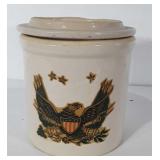 Stoneware crock with lid, 8"