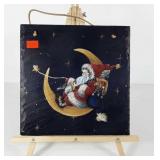 Painted Christmas holiday slate wall hanging,