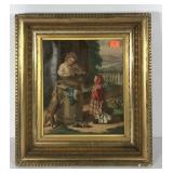 Early Tudor print in deep well gilt frame, 17x19