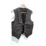 Adult leather vest with turquoise closures, no