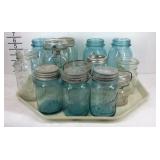 Mason jars, a few with lids assorted sizes