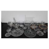 Clear glass group, platters, bowls, pint