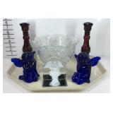 Home decor, two sets of candle sticks, crystal