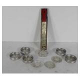 Candy thermometer, flower frog, and canning jar