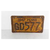 1947 Pennsylvania license plate