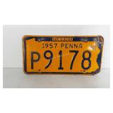 1957 Pennsylvania license plate