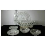 Clear depression glass, cake plate, dessert