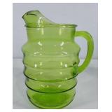Glassware, Laurel Leaf farm pitcher in green, 9"