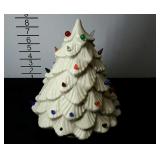 12" white ceramic Christmas tree, missing a few