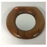 Mirror with wooden toilet seat frame, 15x16