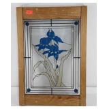 Stained glass iris wall hanging, 14.5" x 21"