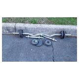 Steel Weights with Curl Bar. 36 total lbs of