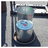 2pc Galvanized Items lot, chicken waterer and