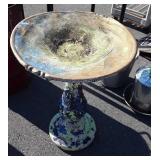 Poly molded Bird Bath, chippy painted